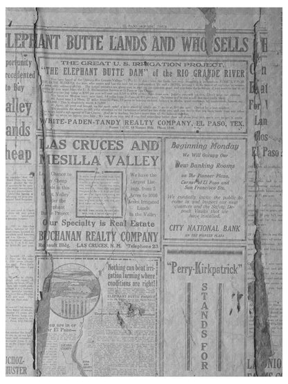 El Paso Morning Times 1914 Elephant Butte Dam Project