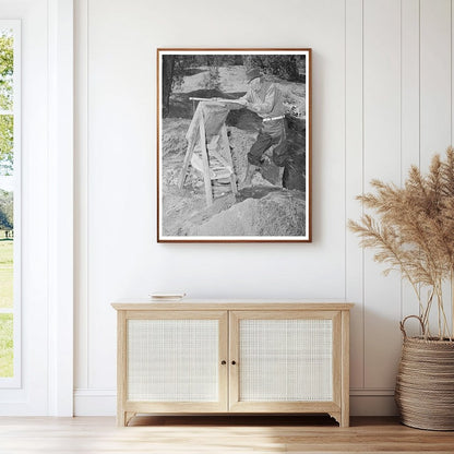 Gold Prospector with Papago Dry Washer in 1940 New Mexico