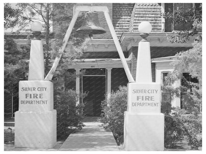 Silver City Fire Department Entrance 1940 Black and White Photo
