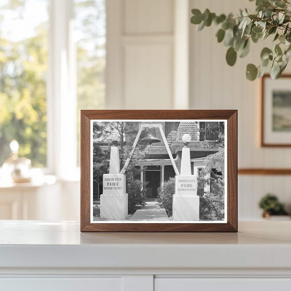 Silver City Fire Department Entrance 1940 Black and White Photo