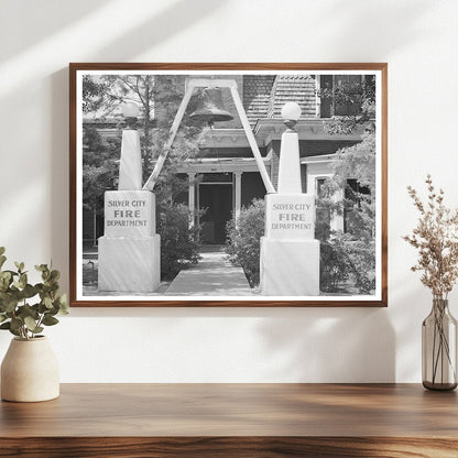 Silver City Fire Department Entrance 1940 Black and White Photo