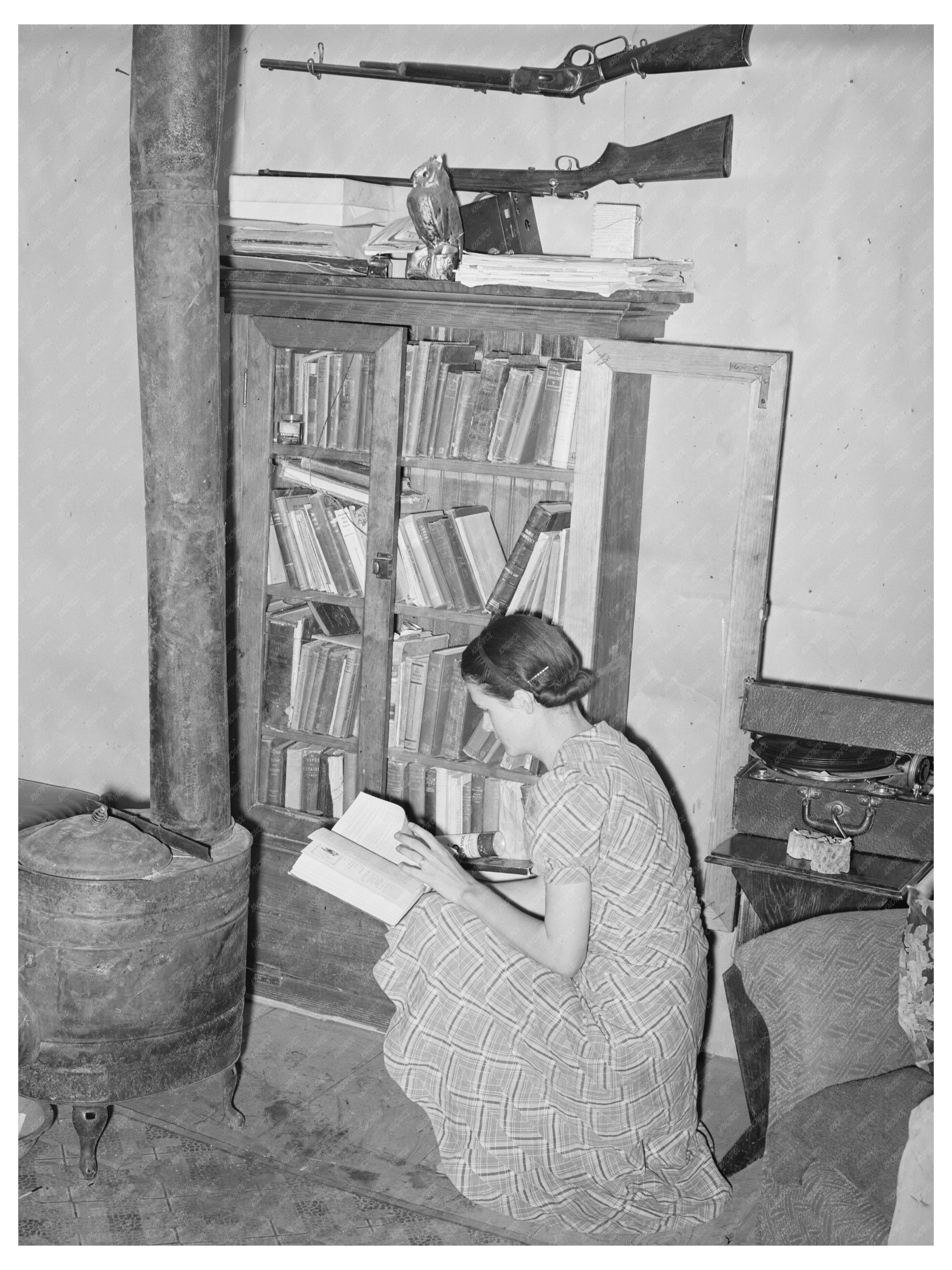 Wife of Farmer in Log Home Pie Town New Mexico 1940