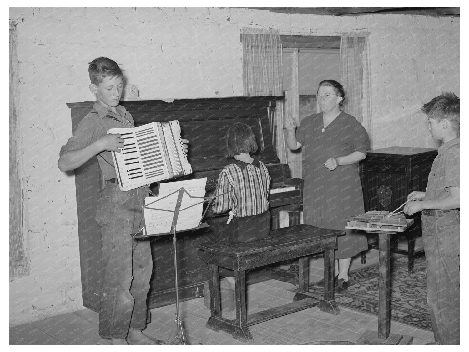 Wife of Homesteader Supervises WPA Music Class 1940