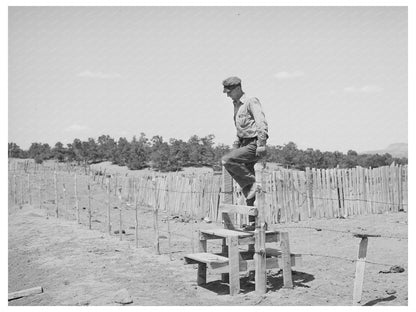Farmer Crossing Stile in Pie Town New Mexico 1940