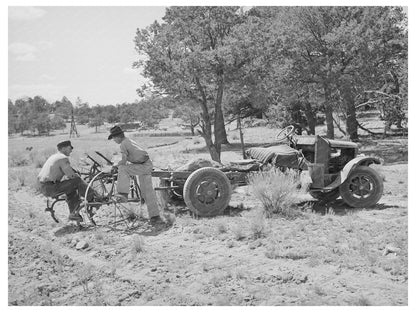 Farmer and Brother with Adapted Tractor Pie Town 1940