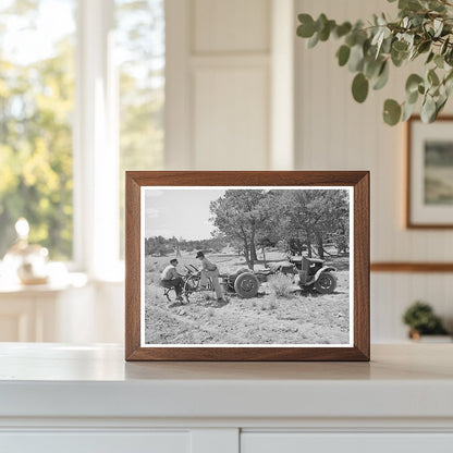 Farmer and Brother with Adapted Tractor Pie Town 1940