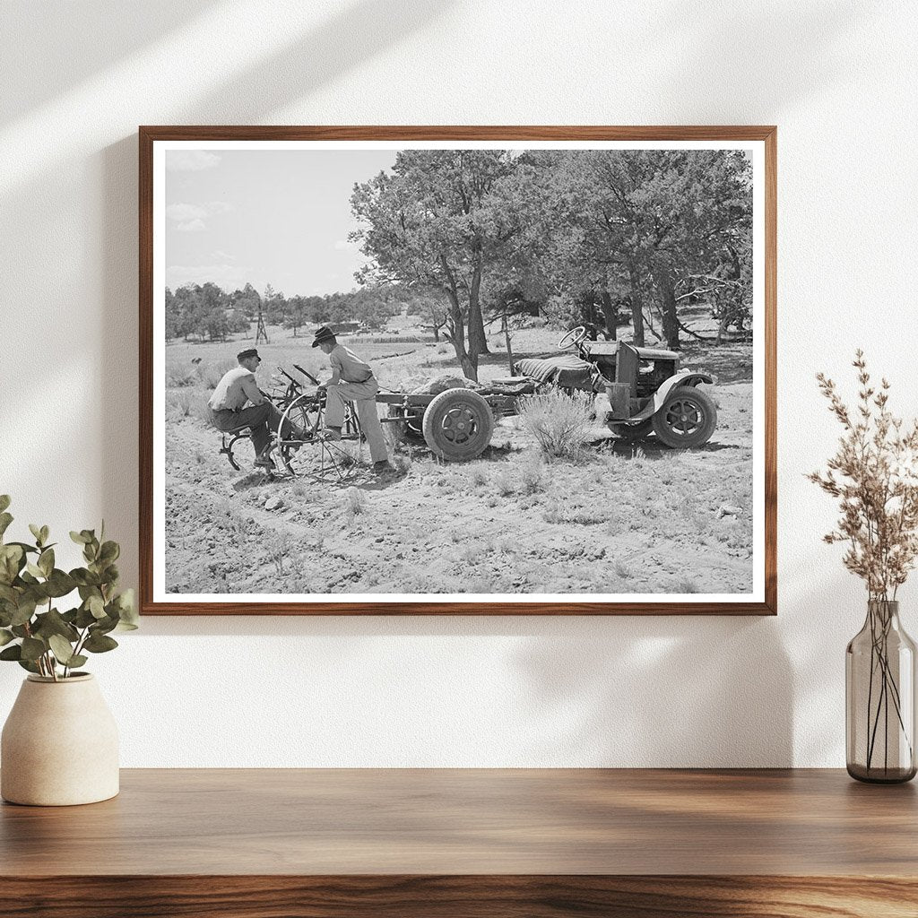 Farmer and Brother with Adapted Tractor Pie Town 1940