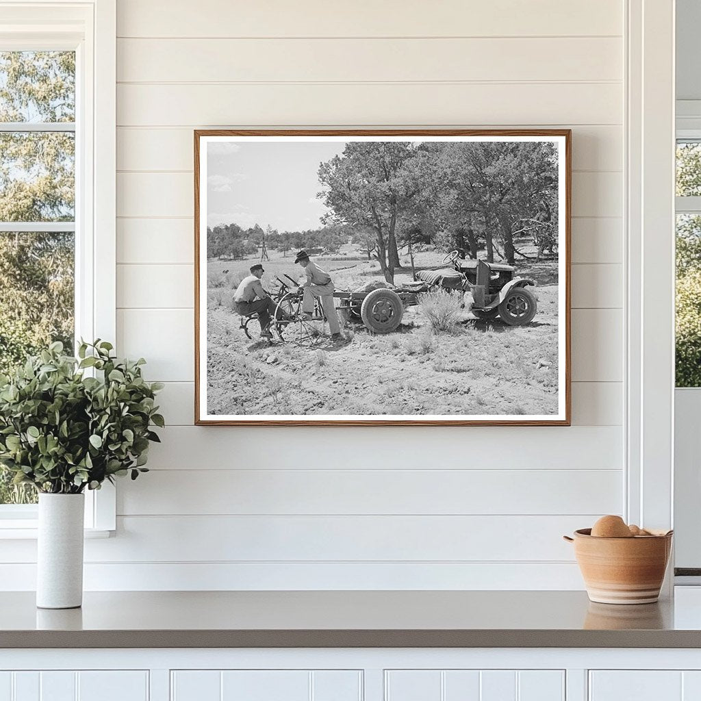 Farmer and Brother with Adapted Tractor Pie Town 1940