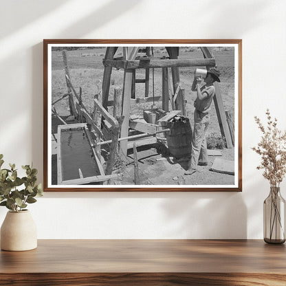 Farm Boy Drinking from Well in Pie Town New Mexico 1940