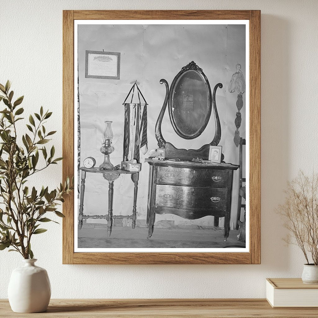 Vintage Bedroom in Log House Pie Town New Mexico 1940