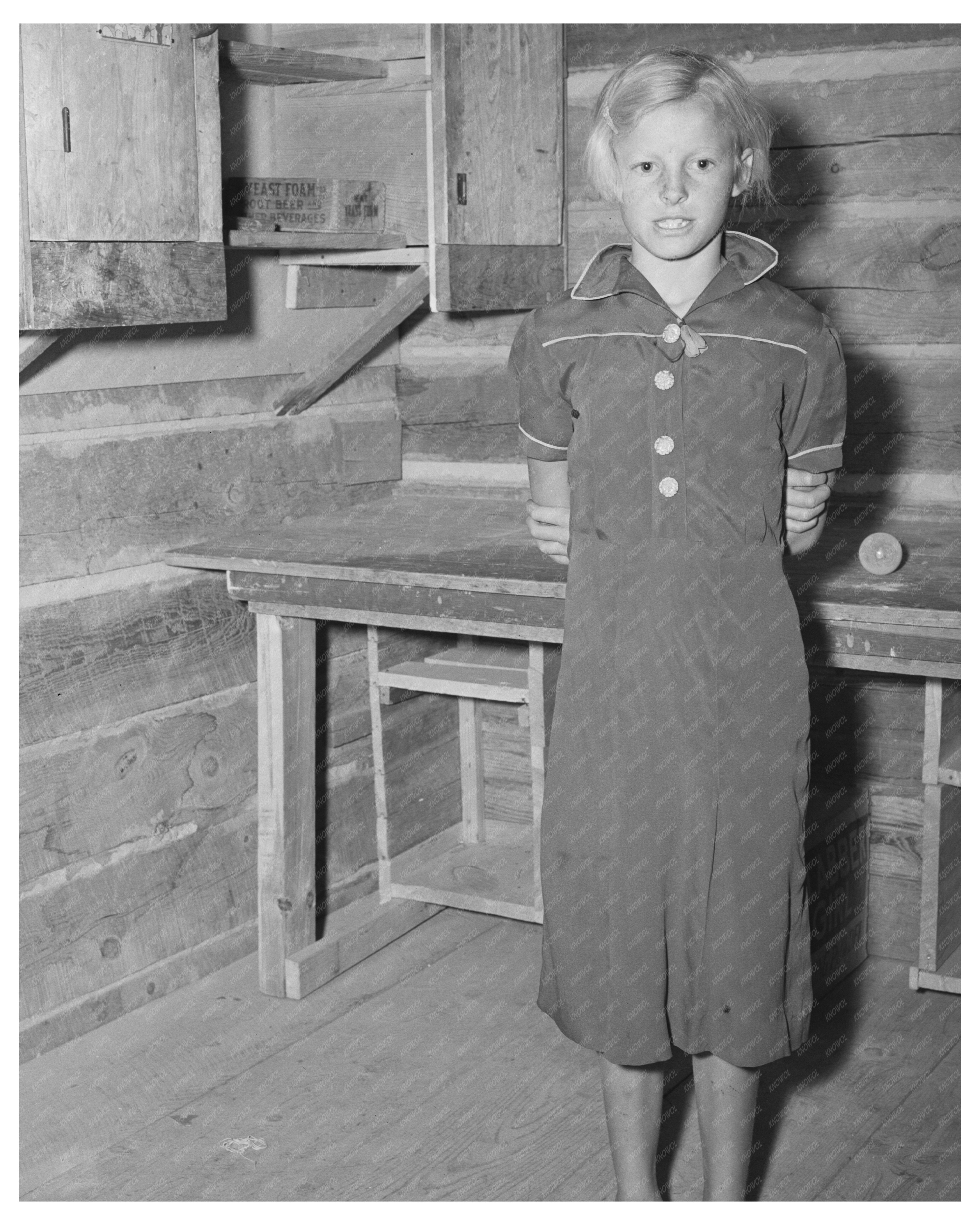 Girl at Podium in Pie Town Literary Society Meeting 1940