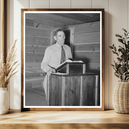 Mr. Leatherman Leads Church Service in Pie Town 1940