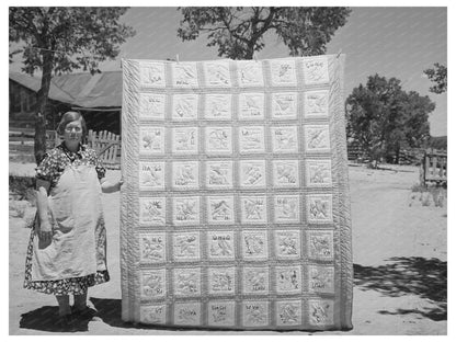 Mrs. Bill Stagg with State Quilt in Pie Town New Mexico 1940