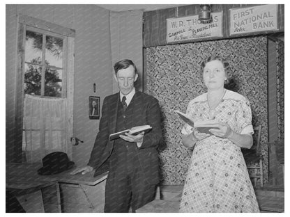 1940 Farmer and Wife Singing at Sunday School in Pie Town