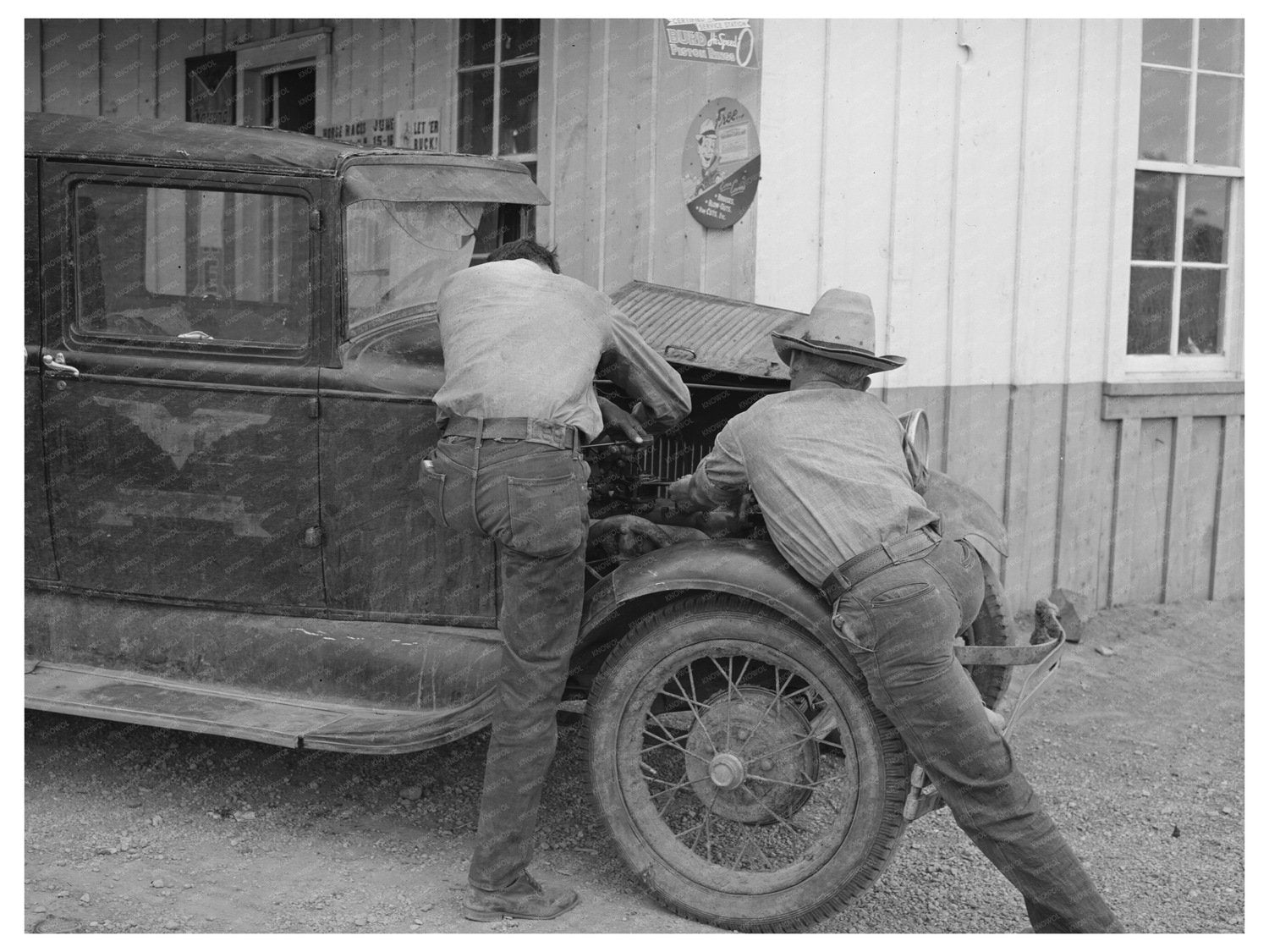 1940 Vintage Image of Garage Owner in Pie Town New Mexico