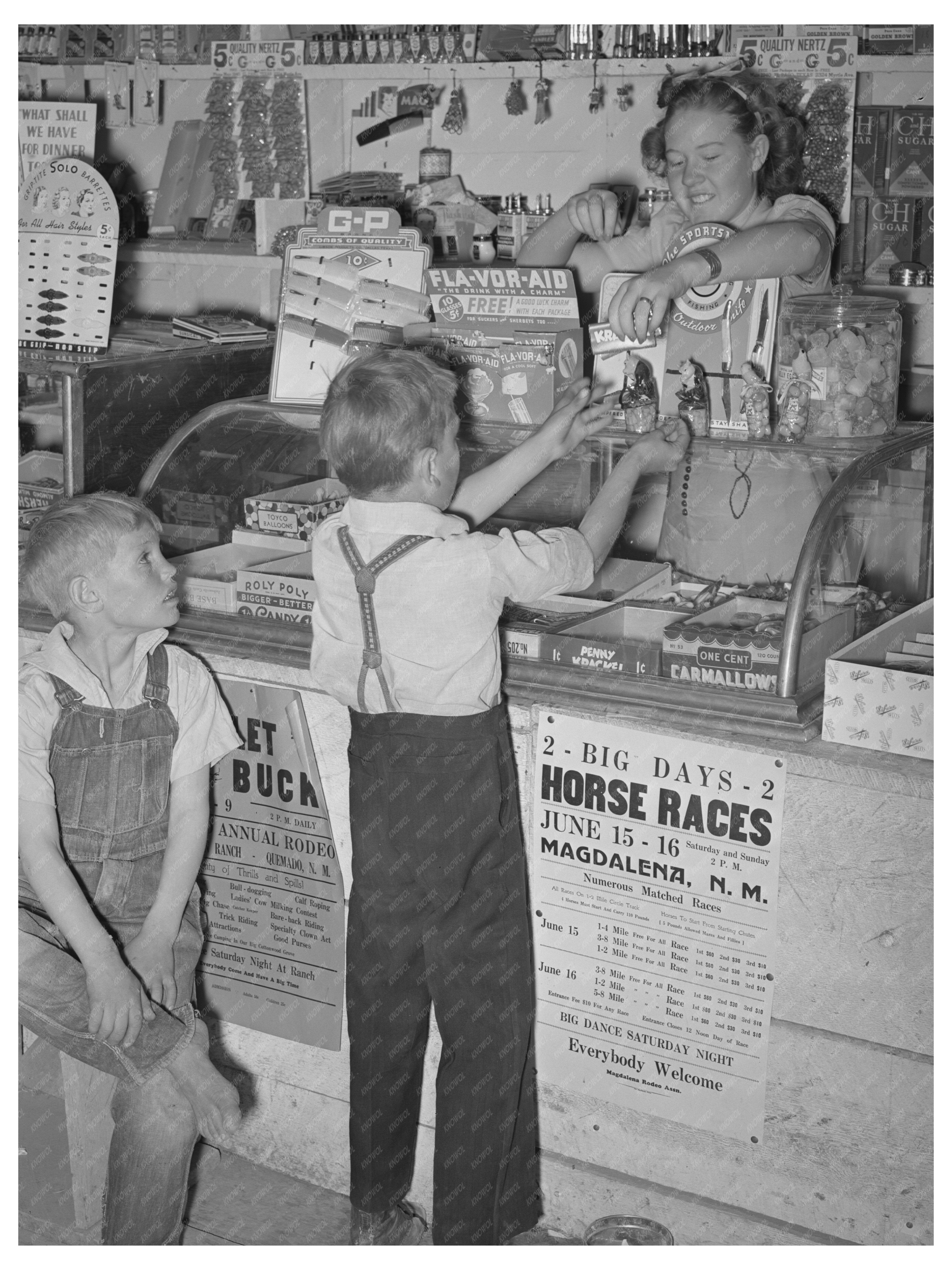 Farm Children Buying Candy in Pie Town New Mexico 1940