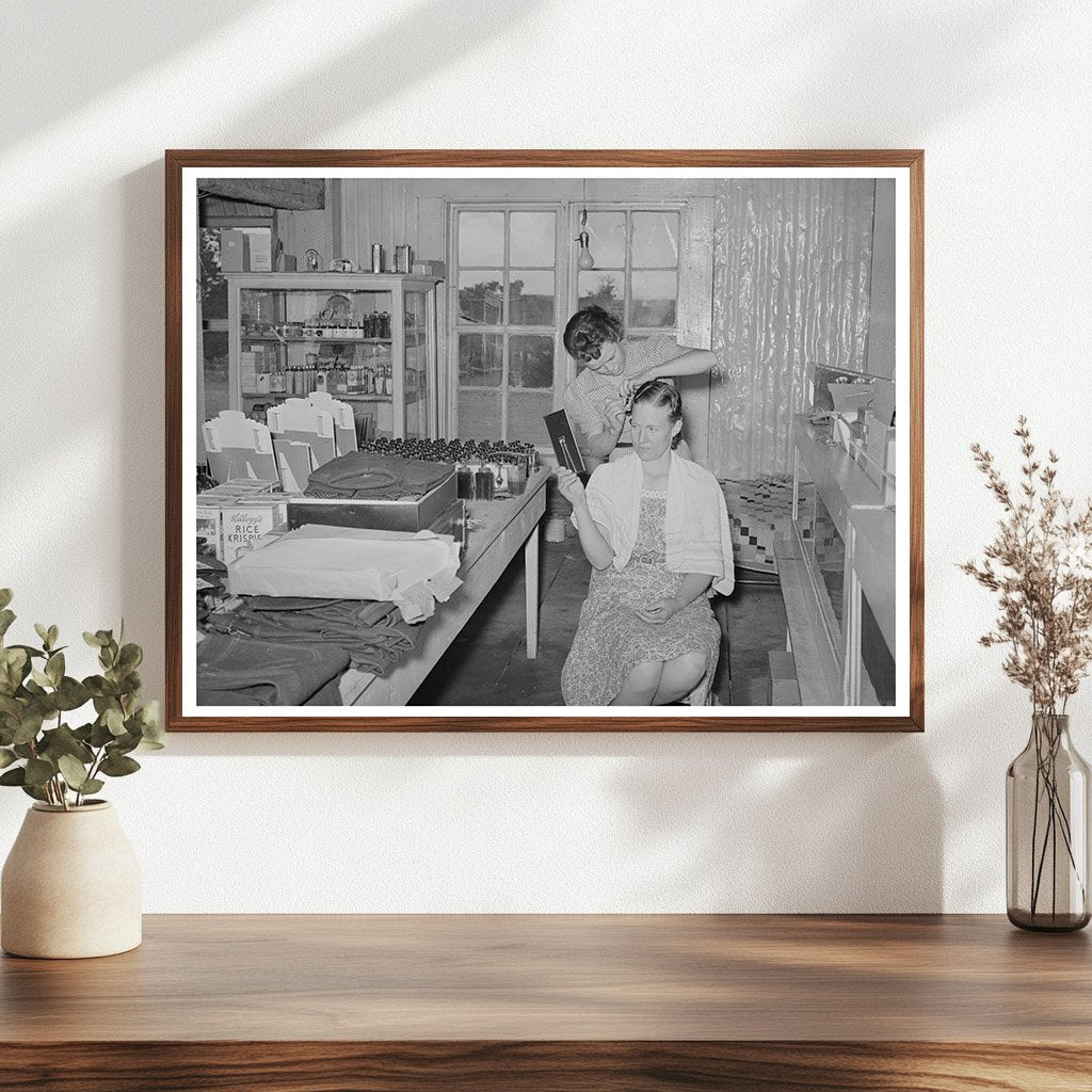 1940 Pie Town New Mexico Grocery Clerk Hair Fixing Scene