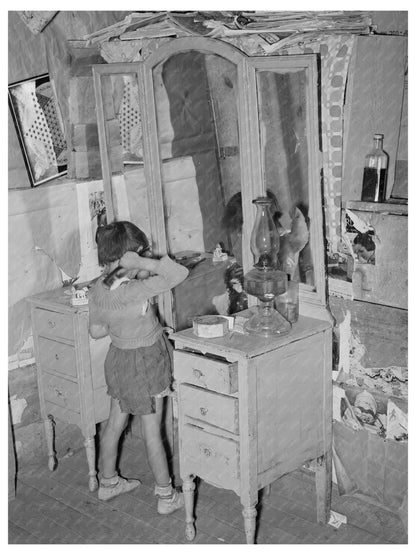 Josie Caudill Combing Hair in Pie Town New Mexico 1940