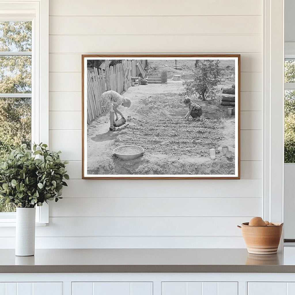 Whinery Children Gardening in Pie Town New Mexico 1940