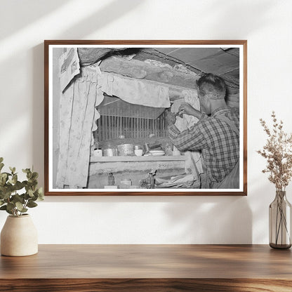 Jack Whinery Repairs Window in Dugout June 1940