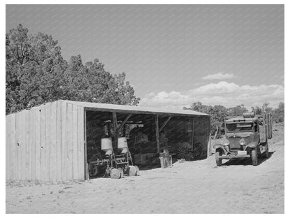 Vintage Toolshed and Bean Thresher in Pie Town 1940