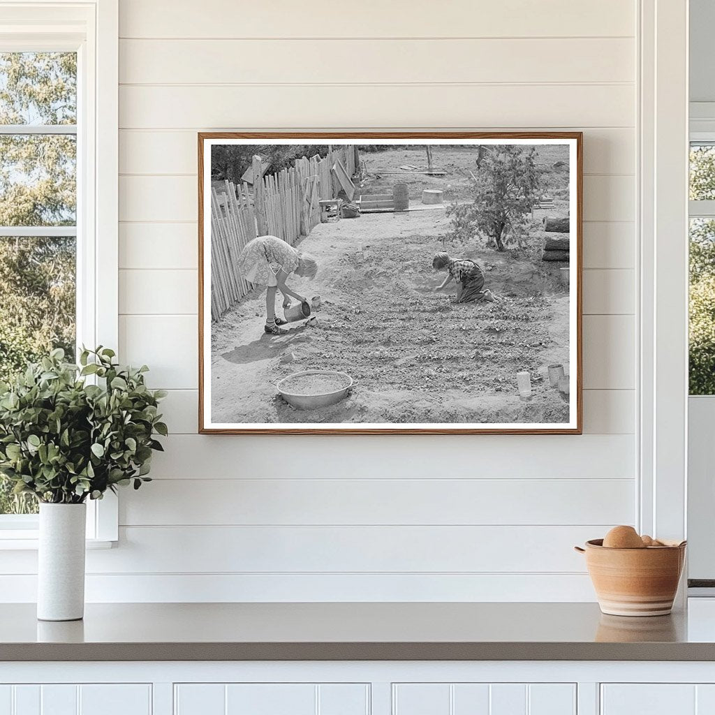 Whinery Children Planting Flowers in Pie Town 1940