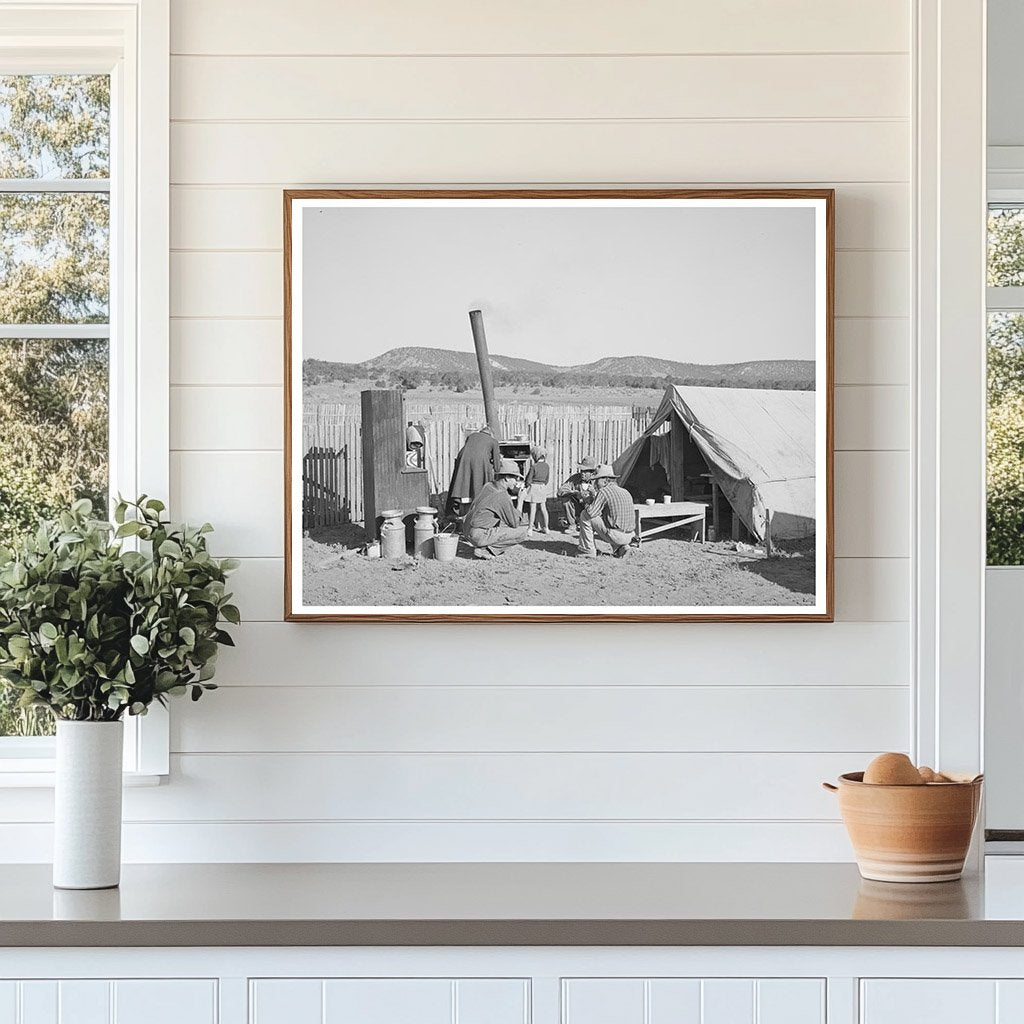 Men in Pie Town New Mexico Relocating Dugout 1940