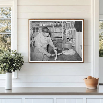 Mr. Keele Slicing Bacon in Pie Town New Mexico 1940