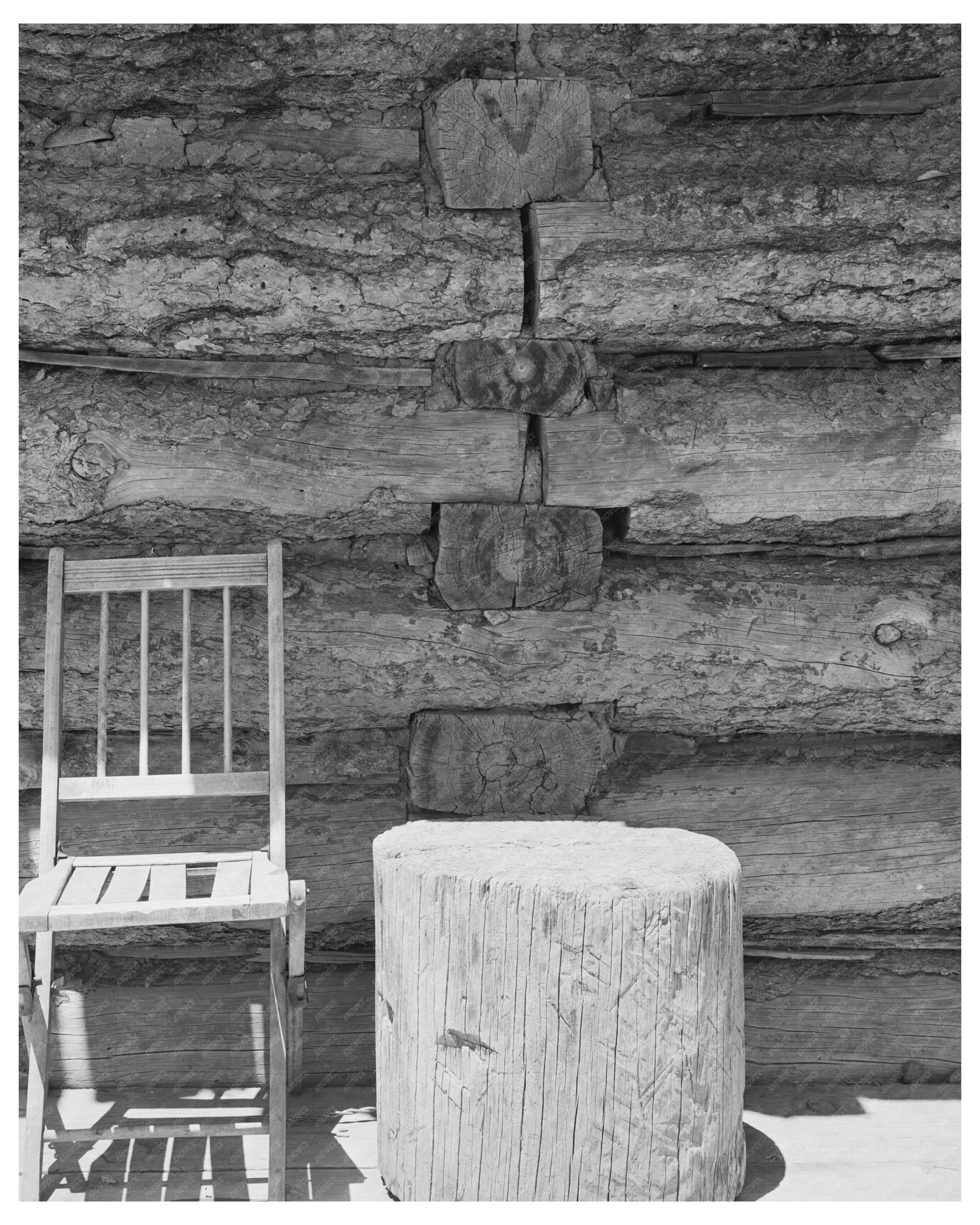 Log House Construction Detail Pie Town New Mexico 1940