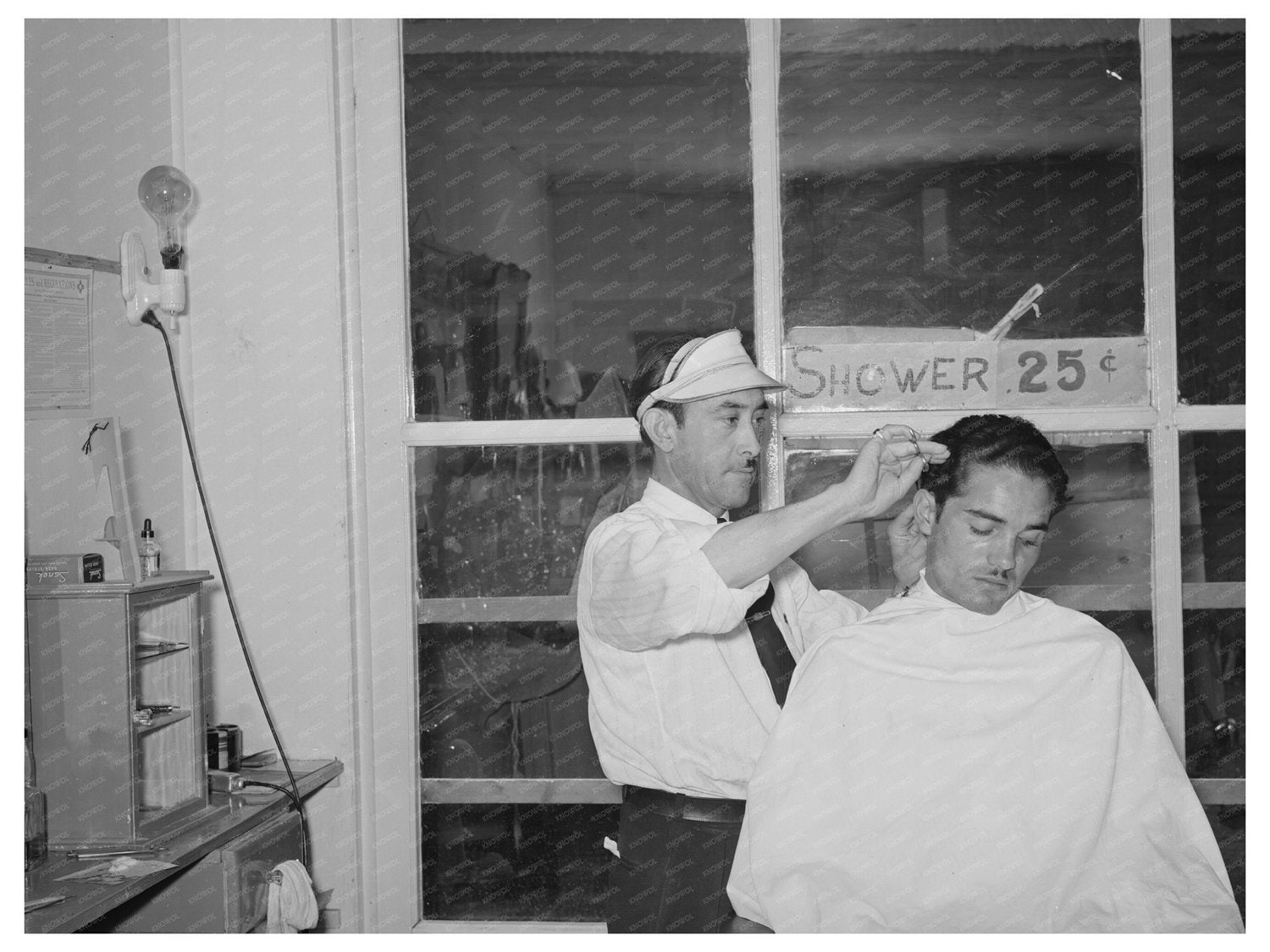 1940 Barbershop Scene Mogollon New Mexico Photo