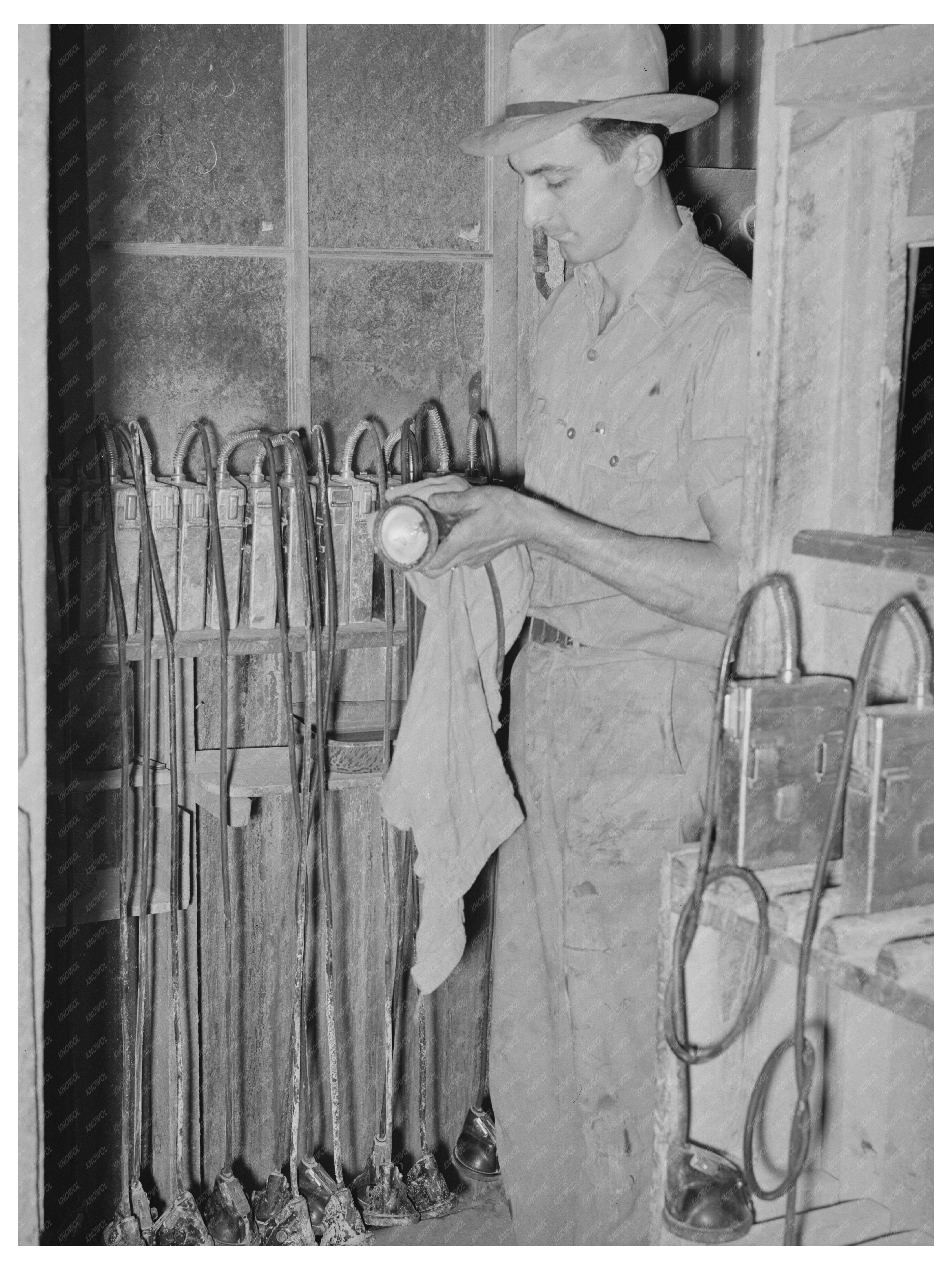 Mogollon New Mexico Miner Battery Check June 1940