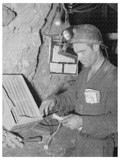 Miner Inserting Fuse into Dynamite Mogollon New Mexico 1940