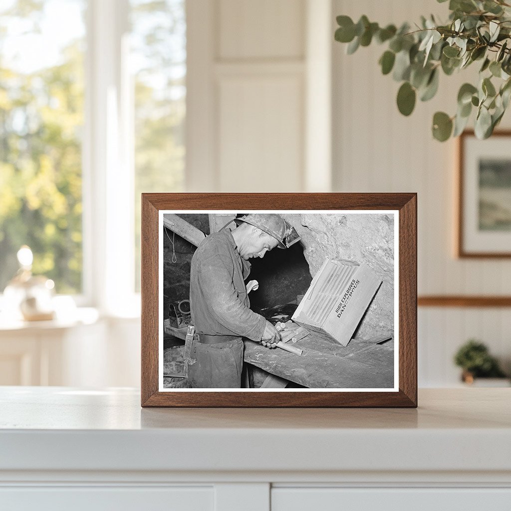 Miner Inserting Fuse into Dynamite Mogollon New Mexico 1940