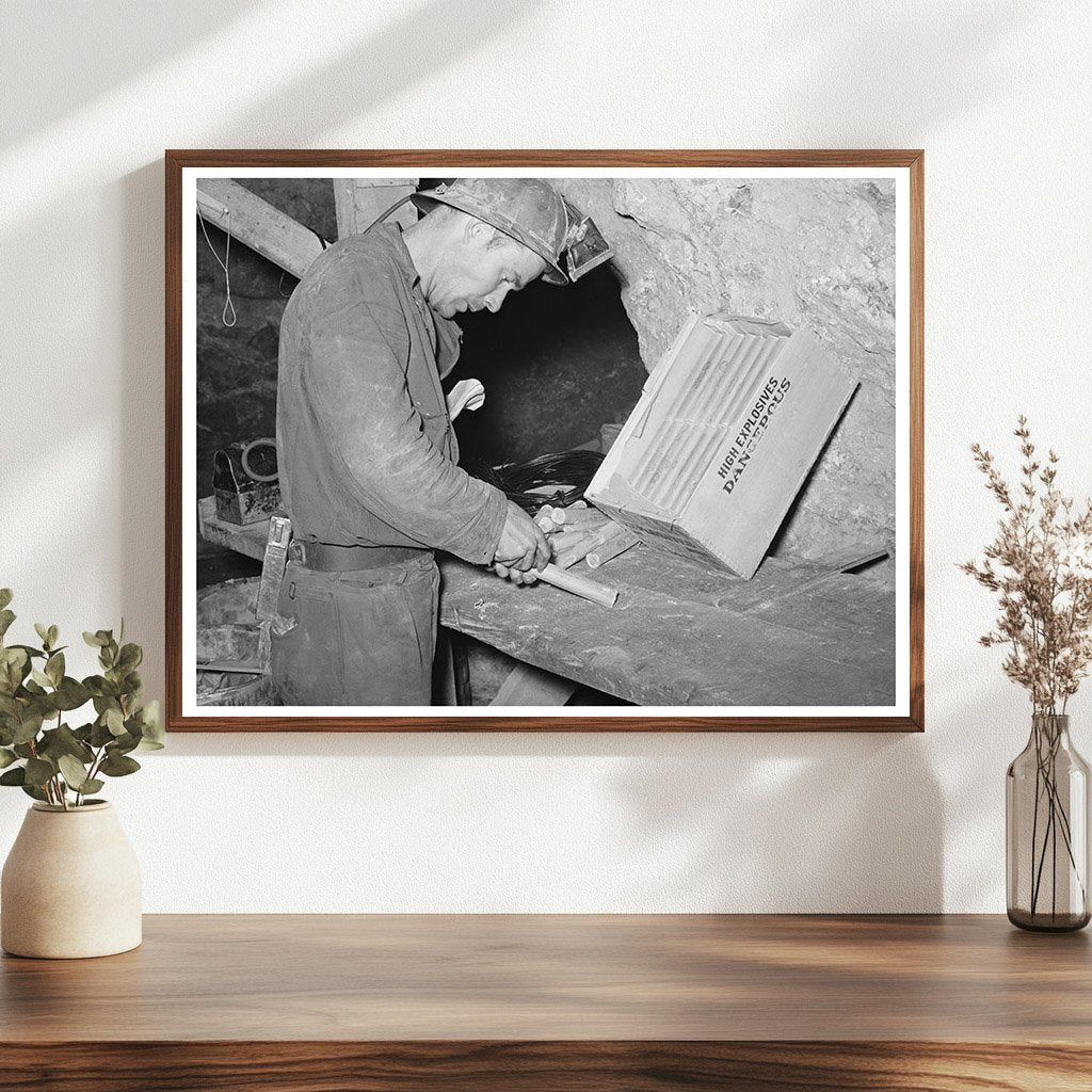 Miner Inserting Fuse into Dynamite Mogollon New Mexico 1940