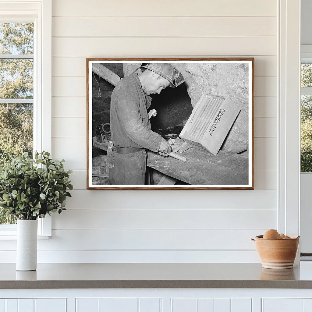 Miner Inserting Fuse into Dynamite Mogollon New Mexico 1940