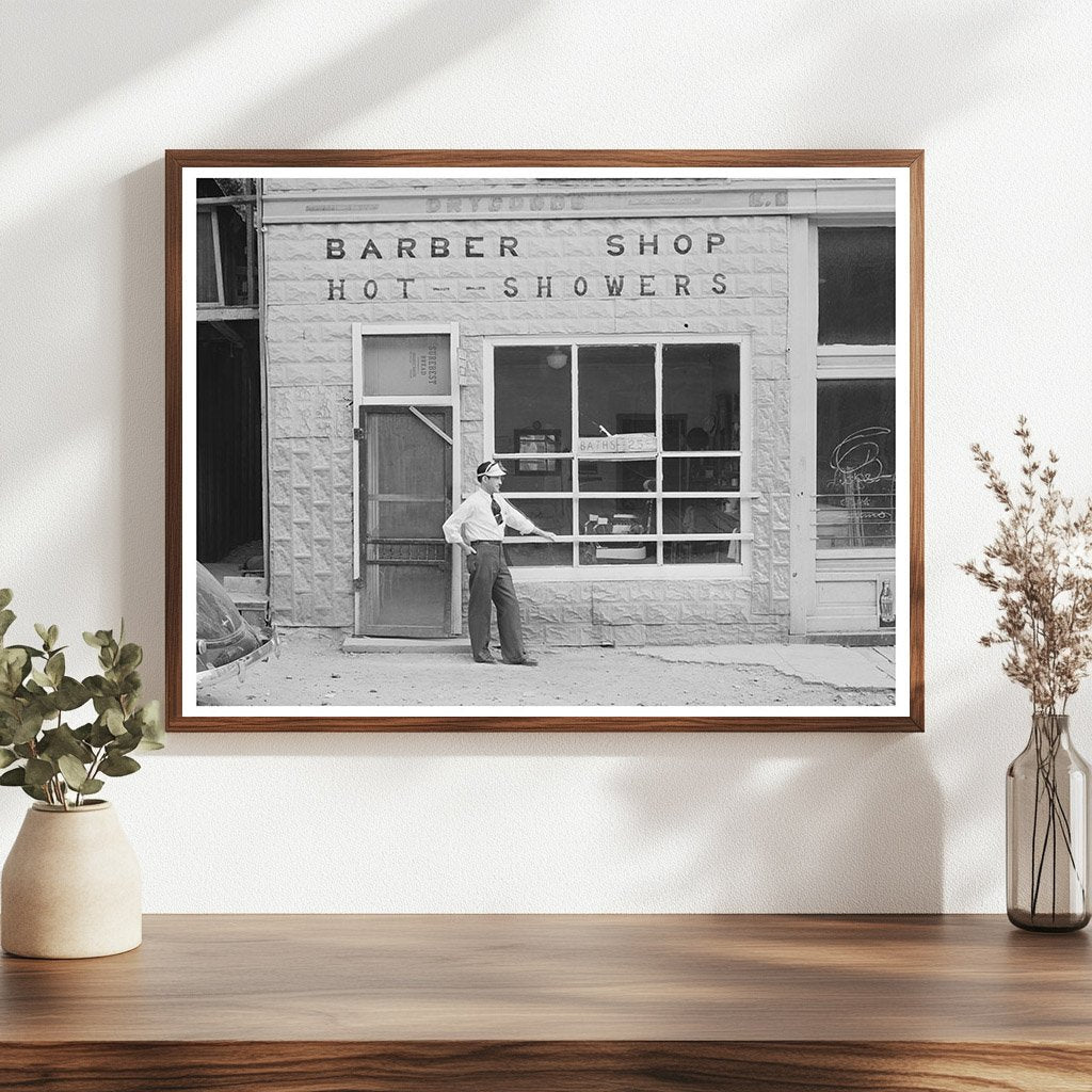 Mogollon New Mexico Barber Shop Vintage Photo 1940