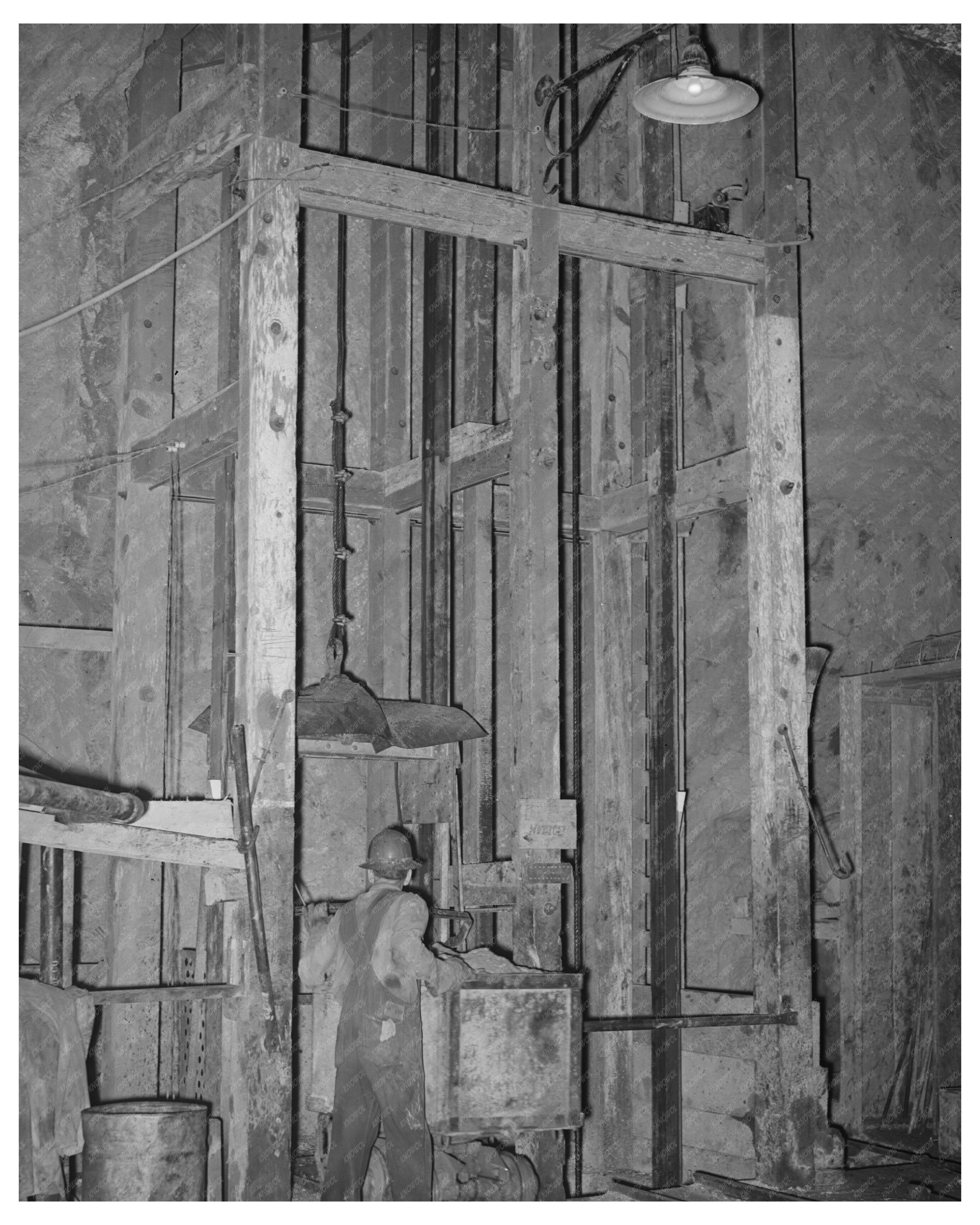 Goldminer Transporting Ore on Hoist in Mogollon 1940
