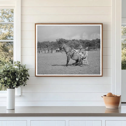 Clown Rider and Mule at 1940 Quemado Rodeo