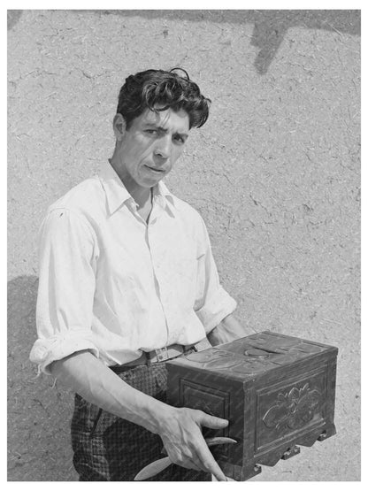 Spanish-American Boy with Hand-Carved Chest Chamisal 1940