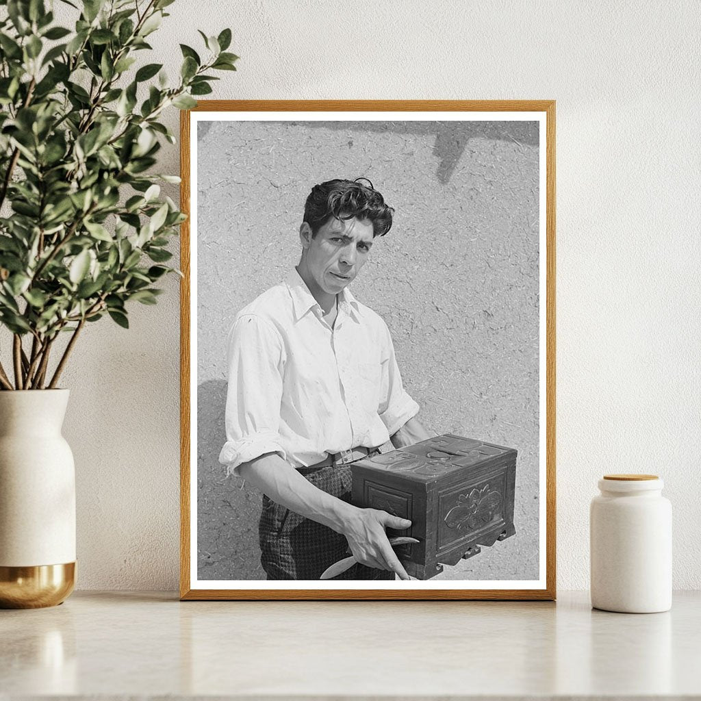 Spanish-American Boy with Hand-Carved Chest Chamisal 1940