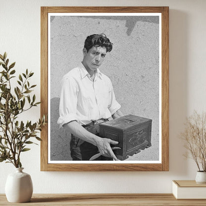 Spanish-American Boy with Hand-Carved Chest Chamisal 1940