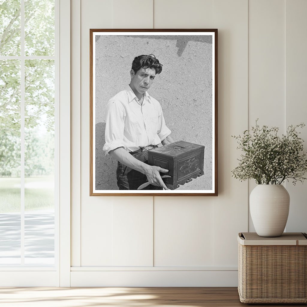 Spanish-American Boy with Hand-Carved Chest Chamisal 1940