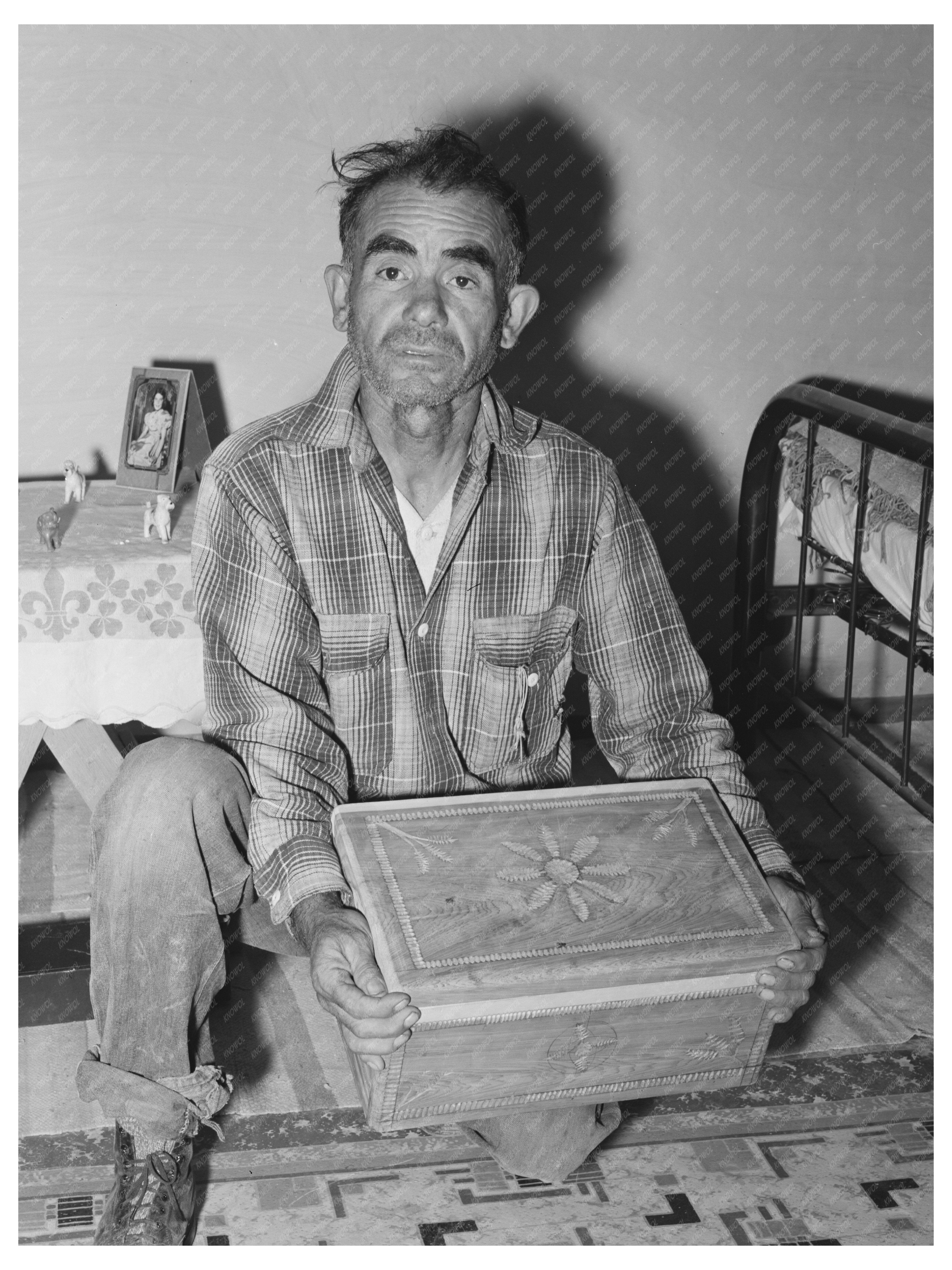 Spanish-American Man with Carved Chest Chamisal 1940