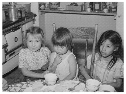 Spanish-American Children Dinner Table Chamisal New Mexico 1940