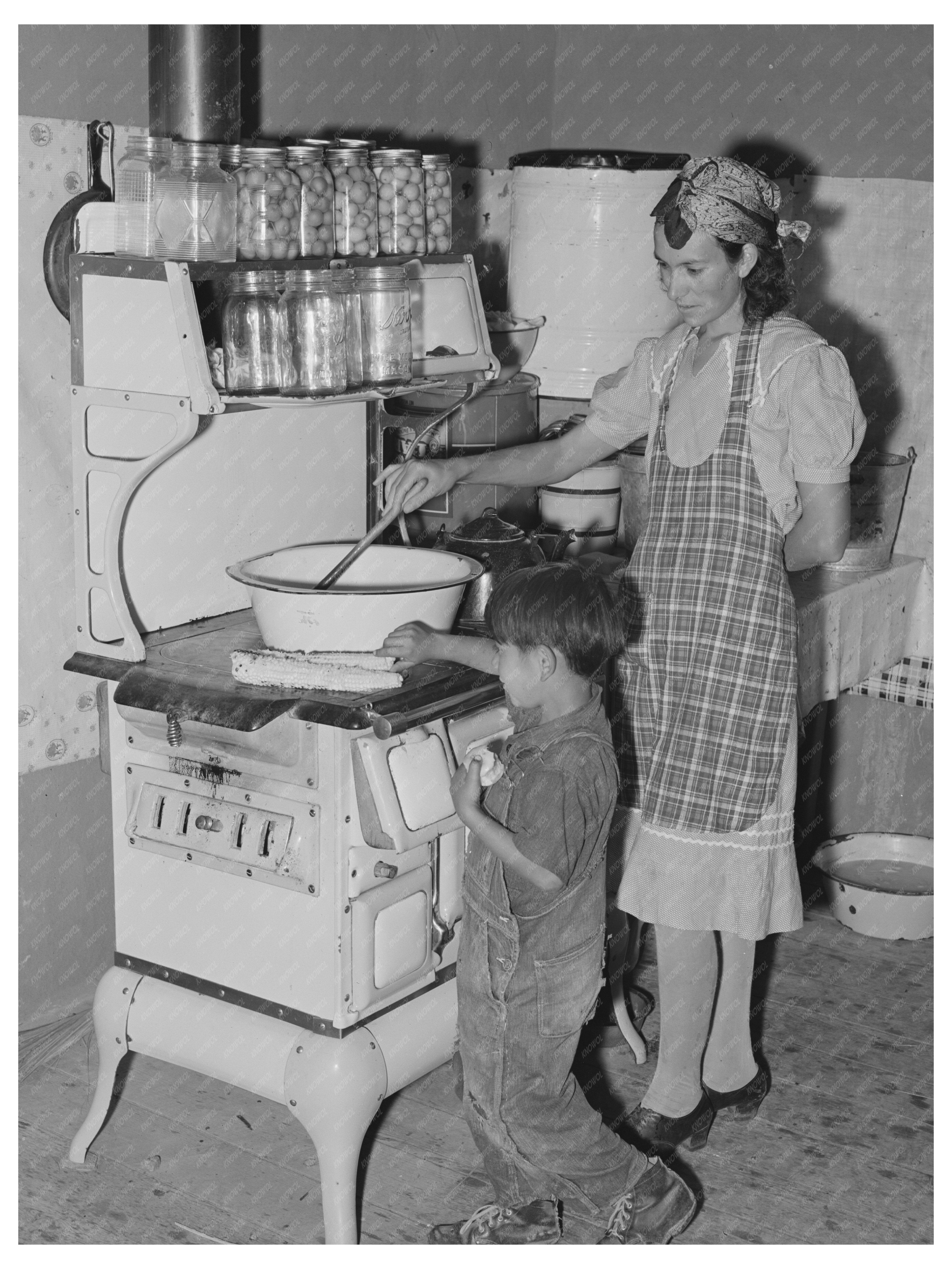 Spanish-American Woman Prepares Beans in New Mexico 1940