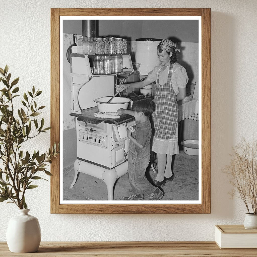 Spanish-American Woman Prepares Beans in New Mexico 1940