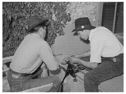 Spanish-American Boy Sharpening Knife Chamisal 1940