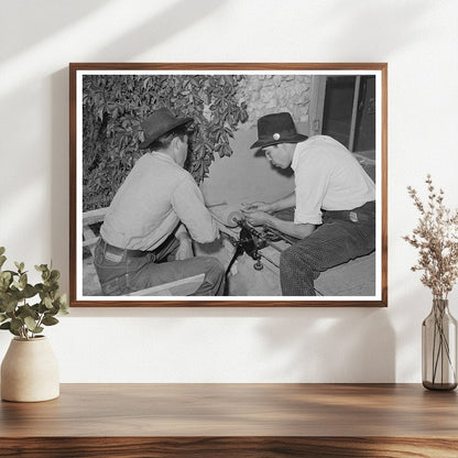 Spanish-American Boy Sharpening Knife Chamisal 1940