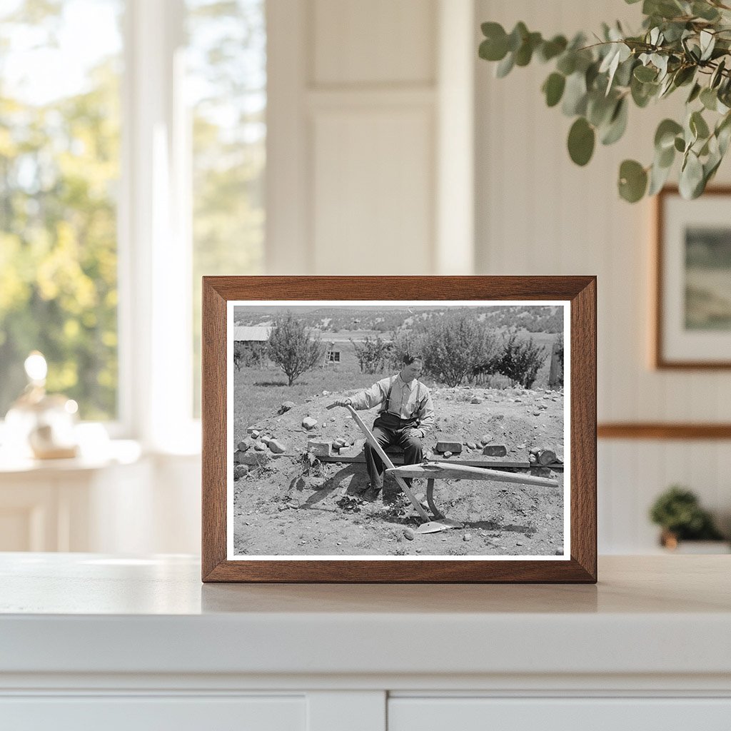 Spanish-American Farmer with Wooden Plow New Mexico 1940