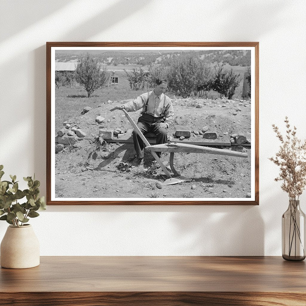 Spanish-American Farmer with Wooden Plow New Mexico 1940